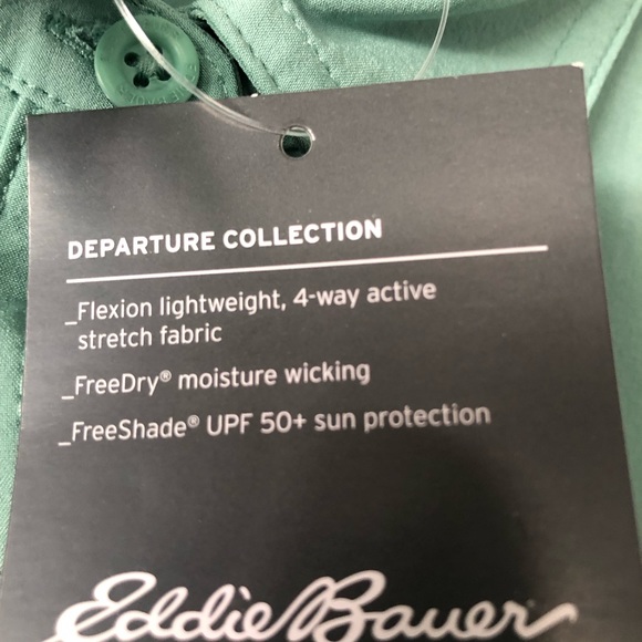 NWT eddie bauer Departure 2.0 Long-Sleeve Shirt seaglass green - Picture 9 of 11
